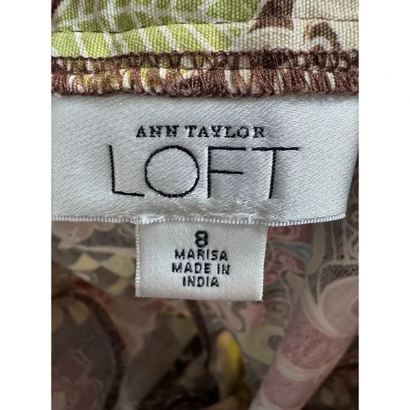 Ann Taylor LOFT Marisa Floral Capri Pants Size 8 Boho Chic Paisley Earth Tones - Picture 2 of 5